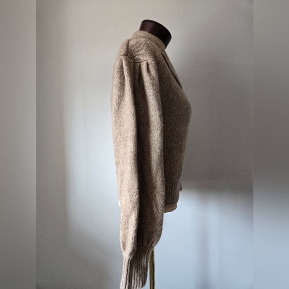 ASTR- The Label Dashwood Collar Puffed Sleeve Wool Sweater In Taupe. Size Medium - Picture 5 of 12
